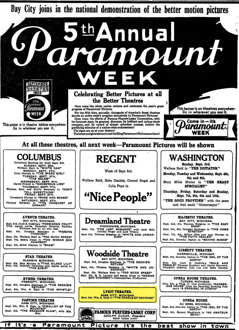 Roseland Theatre - Sept 1922 Nice Listing Of Old Theaters (newer photo)